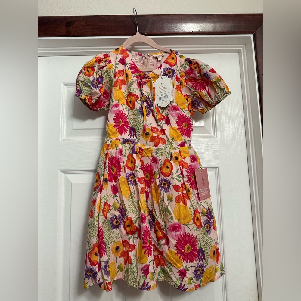 Ivy City Co mini Fleur Floral Cotton Puff-Sleeve Dress in Pink Multi